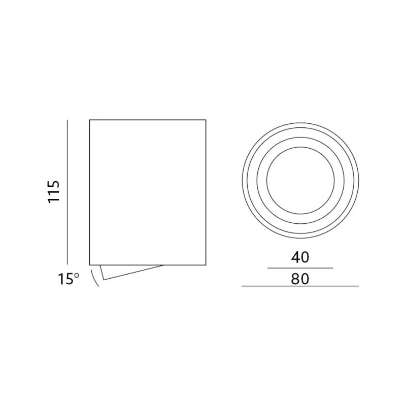 Round surface mounted ceiling spotlight OH36L tiltable silver