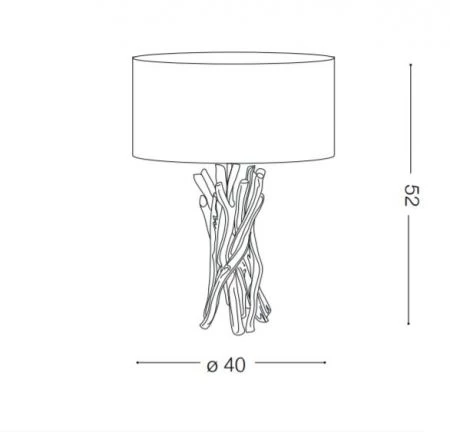 Skizze von Treibholz Tischleuchte Driftwood von Ideal Lux für´s Wohnzimmer