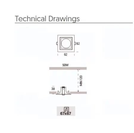 Onok 180 recessed spotlight square white