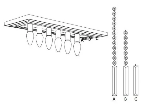 Ideal Lux Martinez crystal ceiling lamp silver 103cm