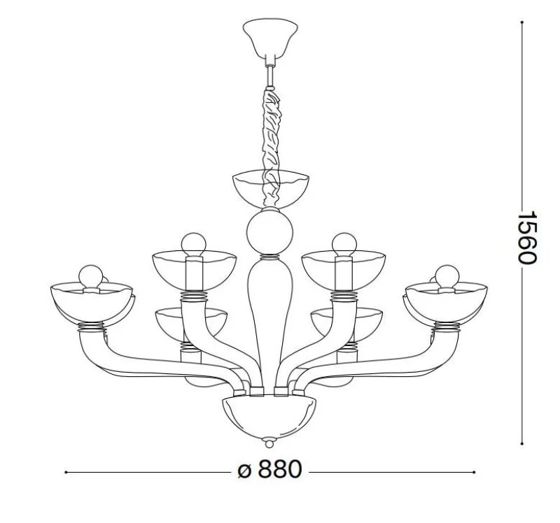 Ideal Lux Casanova chandelier smoked glass