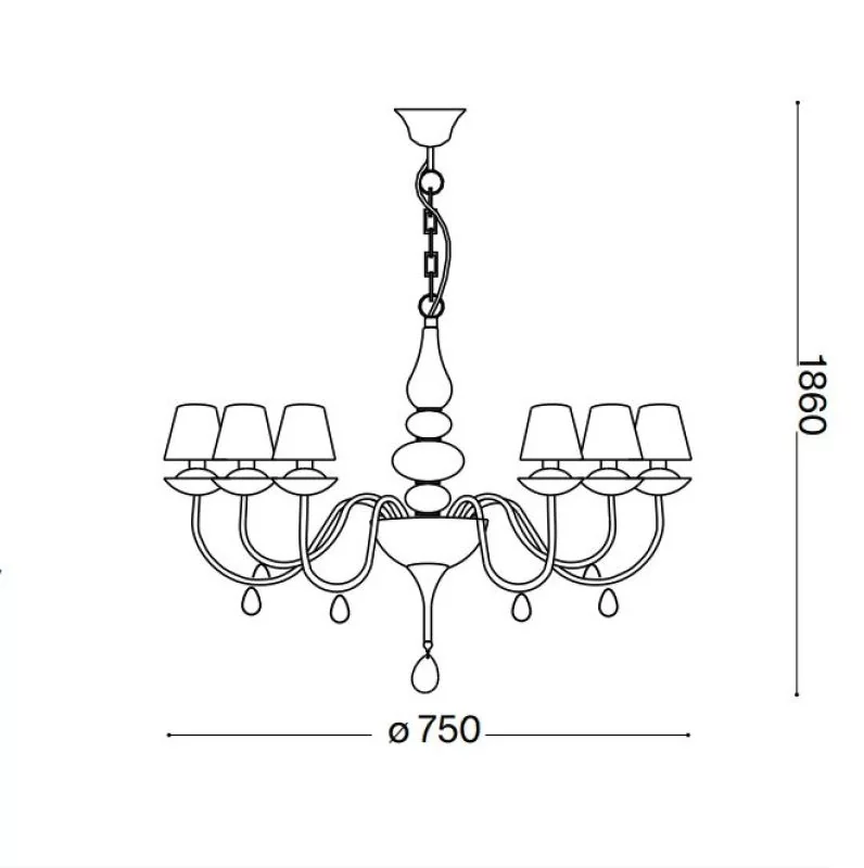 Ideal Lux Blanche chandelier antique SP6