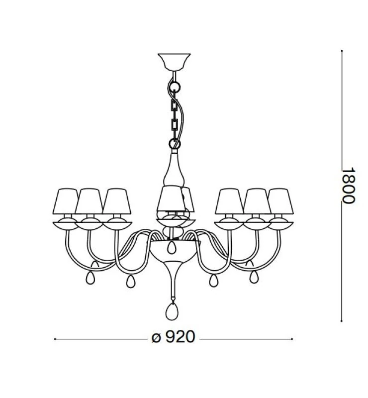 Ideal Lux Blanche chandelier antique SP8