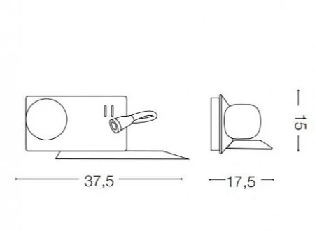 Ideal Lux Book-2 wall lamp with USB port