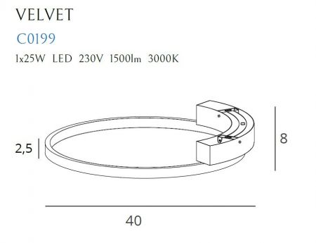 MaxLight Velvet LED ring ceiling light black 40cm