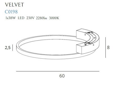MaxLight Velvet LED Ring ceiling light black 60cm