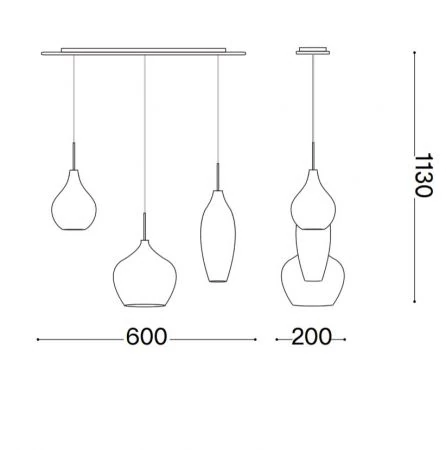 Ideal Lux Soft pendant lamp ball smoked glass