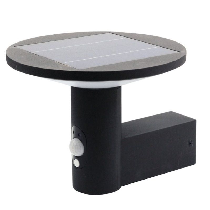 Black solar outdoor wall light with sensor