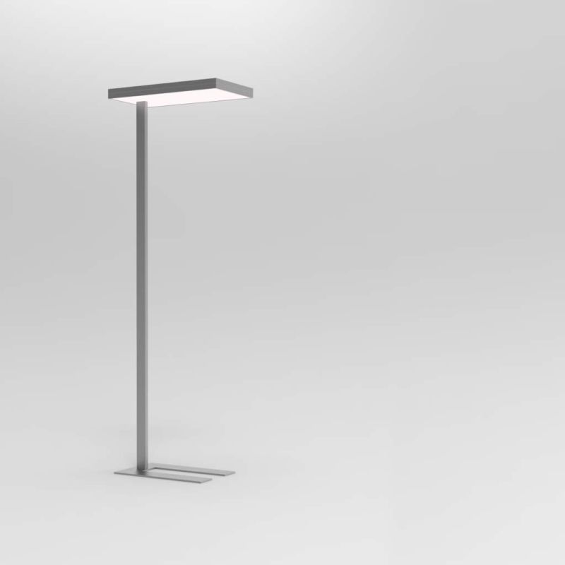 Eckige Büro Stehlampe in Silber