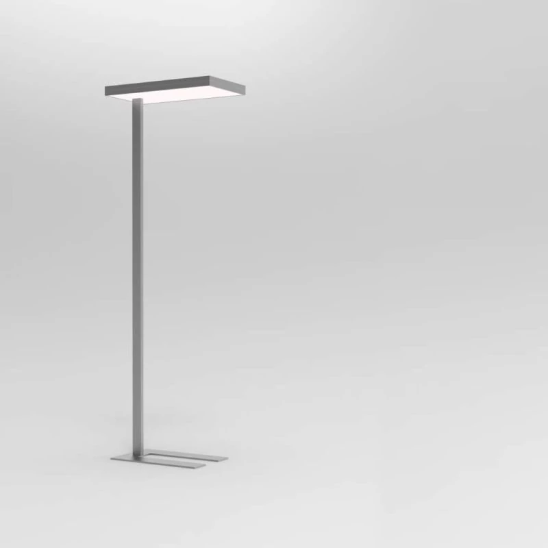 Square office floor lamp in silver