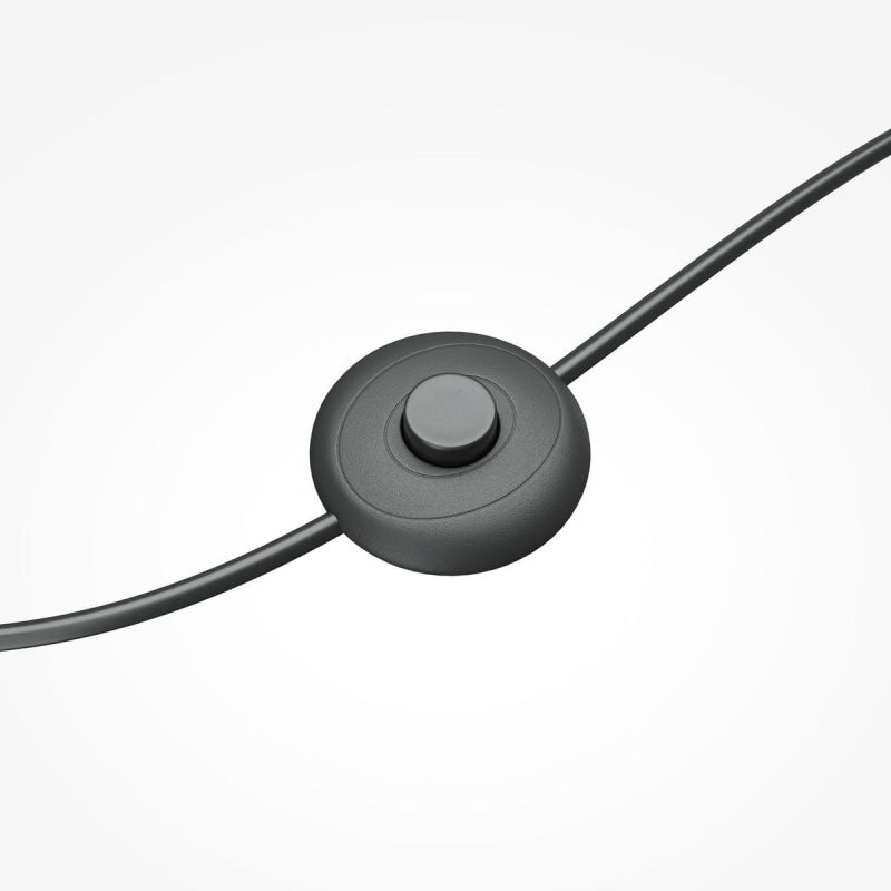 Round black cord dimmer of the Double Moon floor lamp