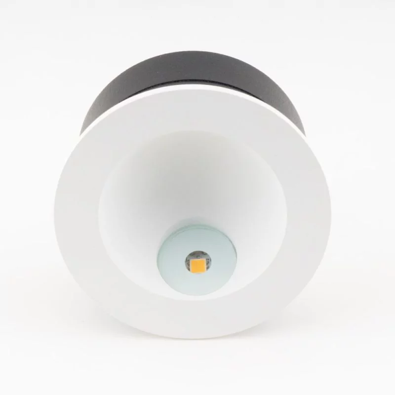 White recessed wall light with round front cover diameter: 80mm