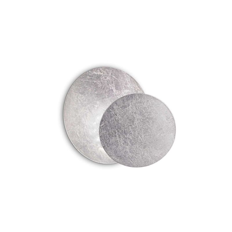 Round LED wall light Tick in silver leaf