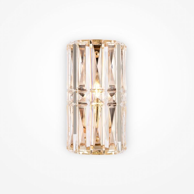 Längliche Kristall Wandlampe Facet mit Goldrahmen