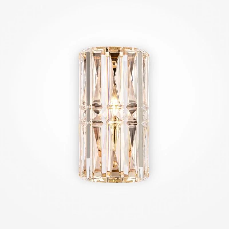 Längliche Kristall Wandlampe Facet mit Goldrahmen
