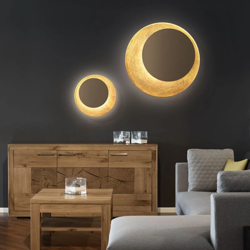 Runde LED Wand- oder Deckenlampe Farbe: Bronze/Blattgold