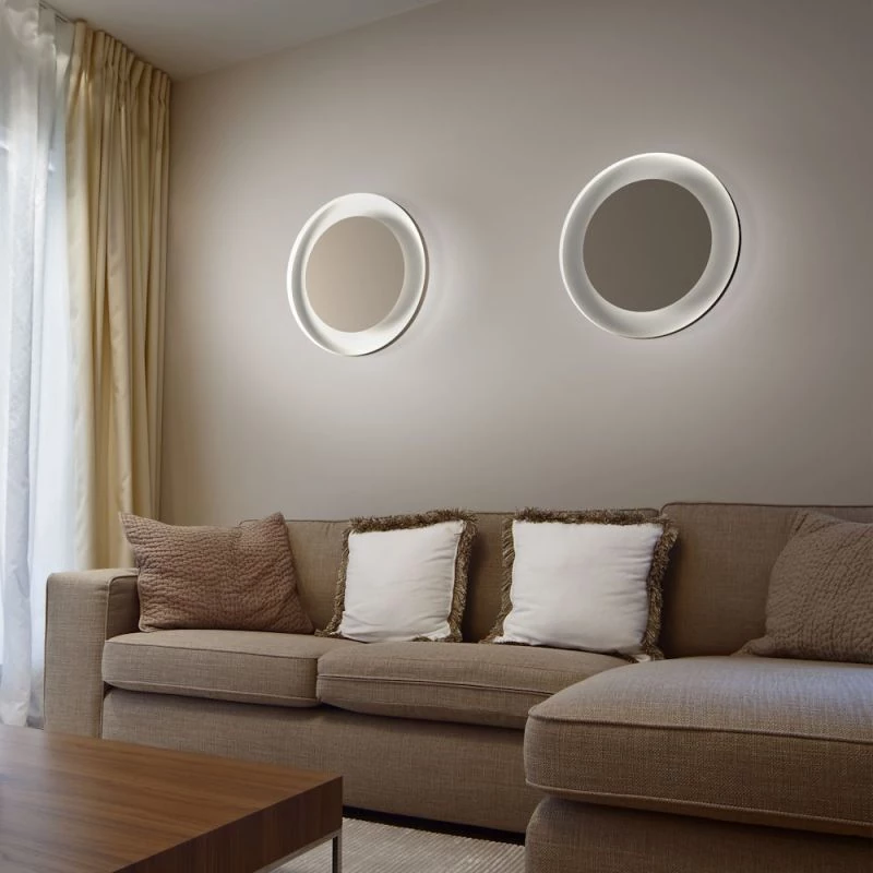 Runde LED Wand- oder Deckenlampe Farbe: Graubeige/Weiß