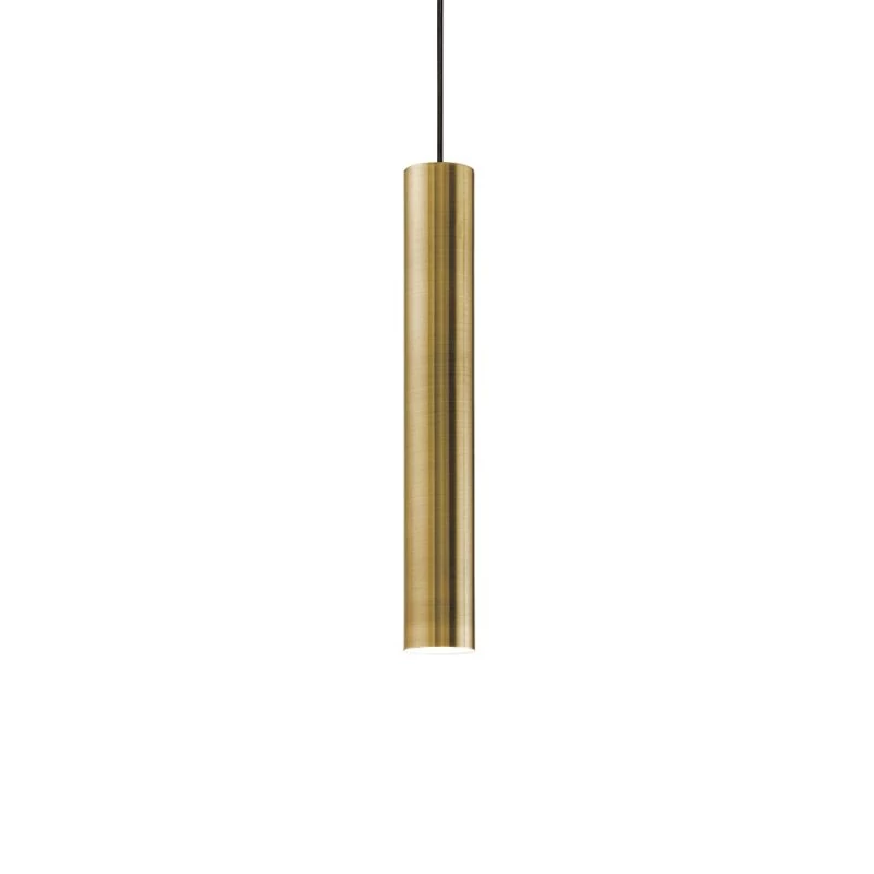 Pendant lamp with cylinder lampshade in brushed brass