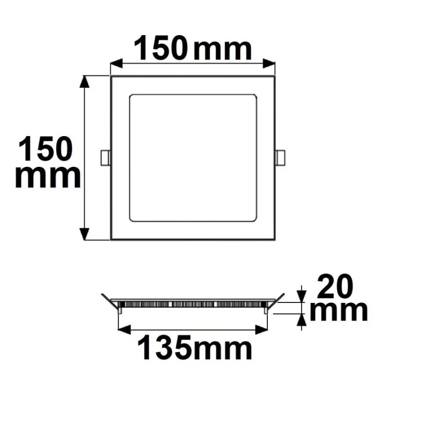 Flat LED downlight square dimmable 9W white