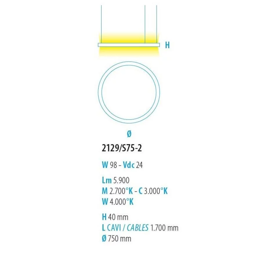 Skizze Loop 75cm nach oben und unten strahlend