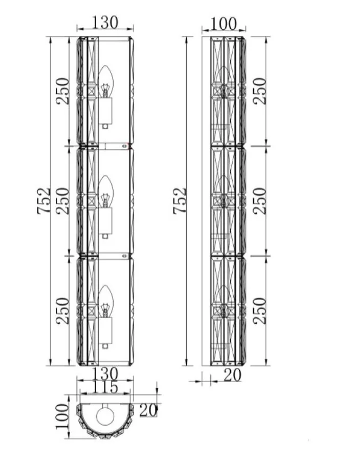 Skizze Wandleuchte Facet 3-flammig