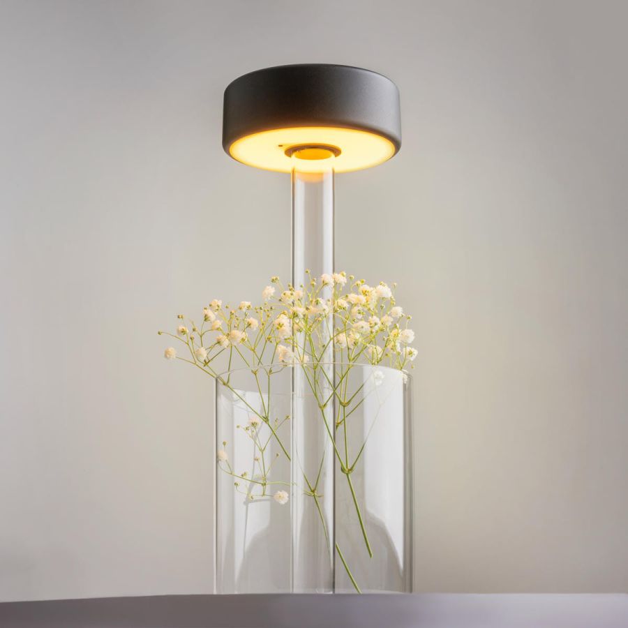 Schwarze Akku Leuchte Terrasse Glas Maytoni AI Collaboration