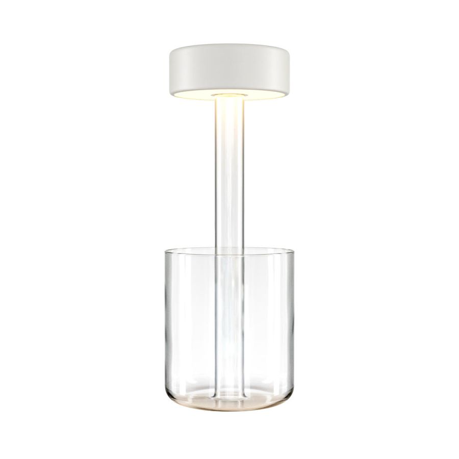 White rechargeable table lamp with glass vase Maytoni AI Collaboration