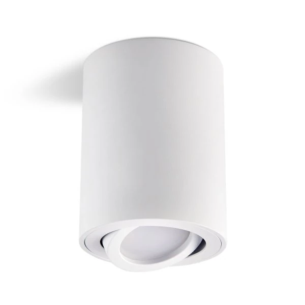 Zylinderförmiger Deckenspot mit weißen Lampengehäuse