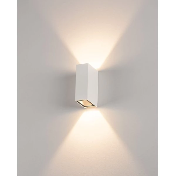 Square LED wall lamp Quad radiating upwards and downwards in white