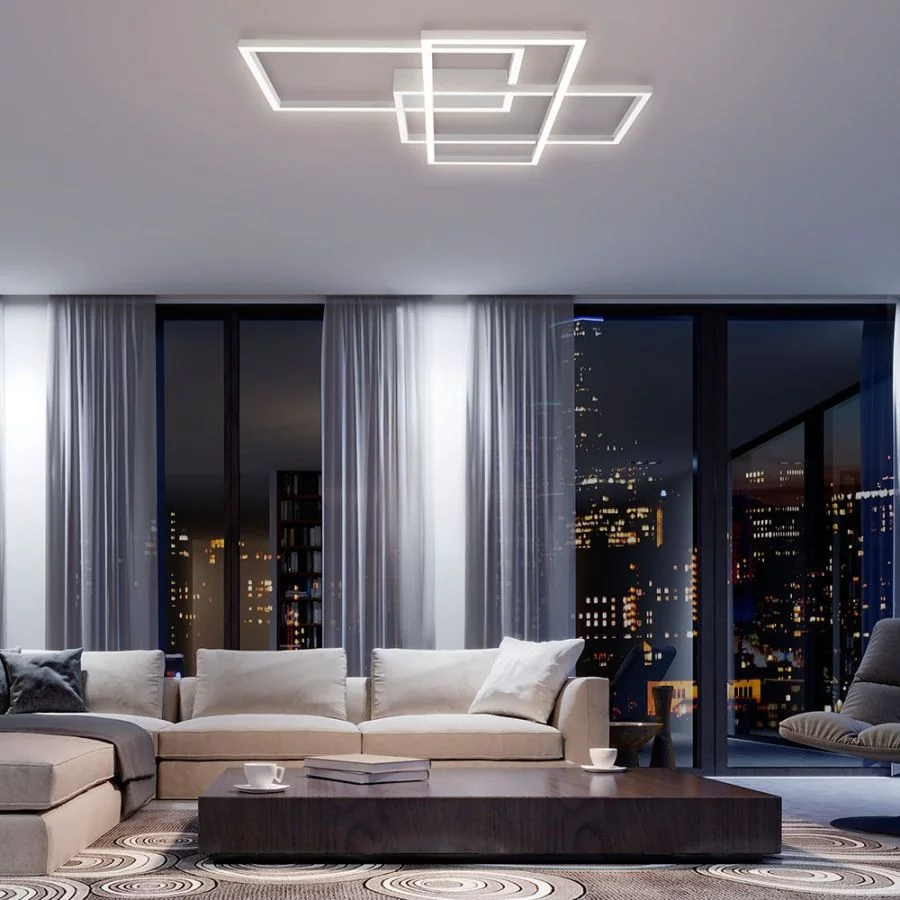 Living room ceiling lamp with angular design