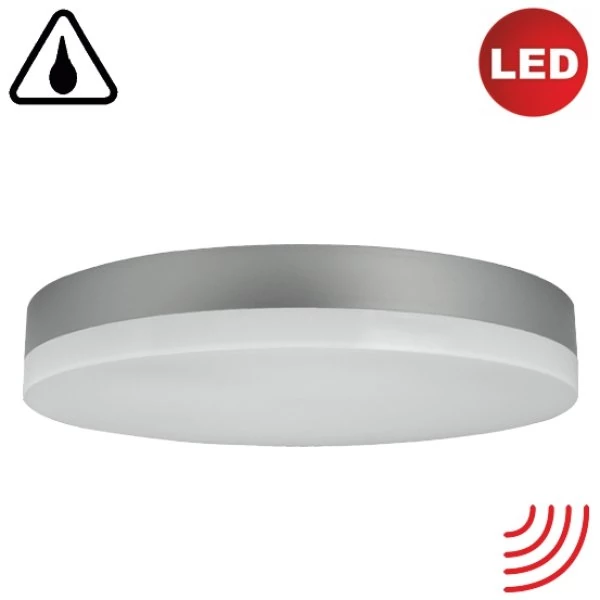 Round flat LED ceiling or wall light in alu-silver