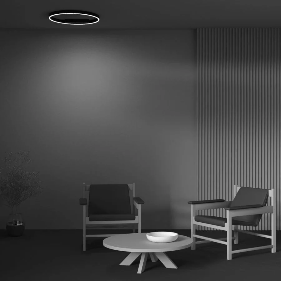 Wohnzimmer Ring Deckenleuchte in Schwarz Wohnzimmer Ring Deckenleuchte in Schwarz