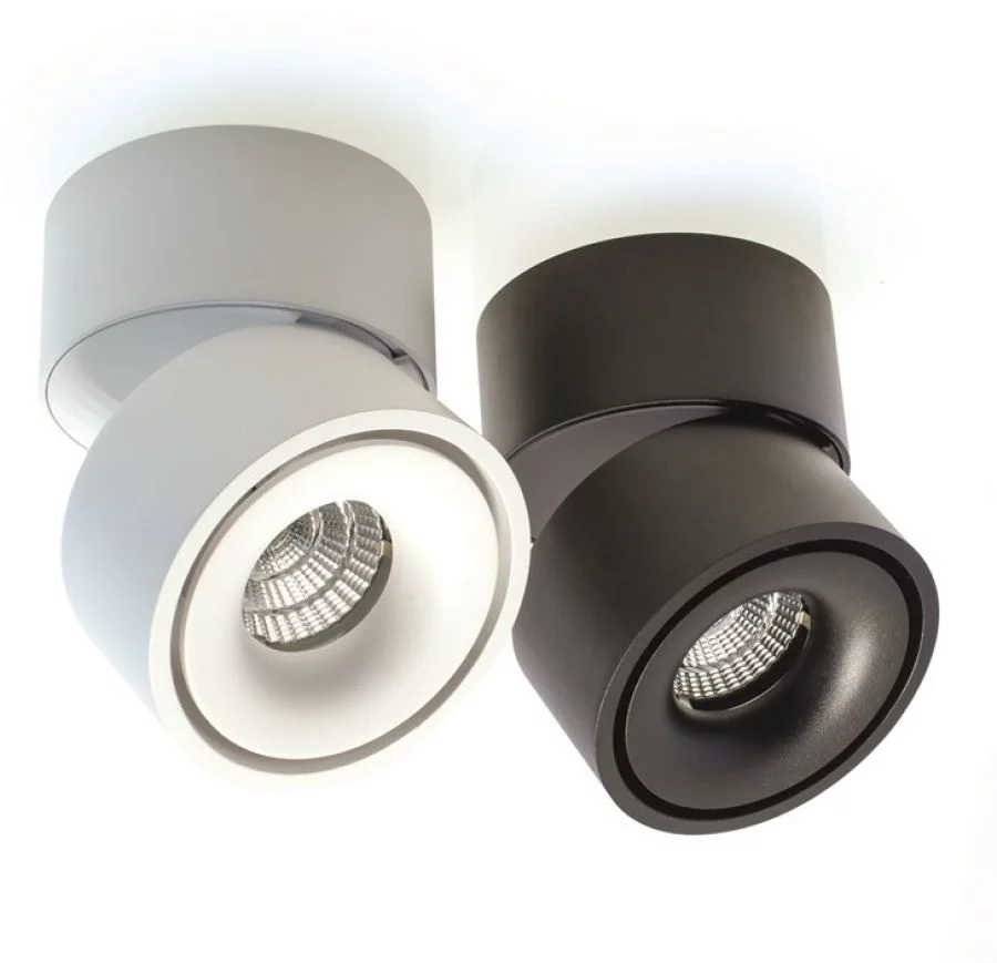 Round tiltable LED ceiling spotlight Easy 18W in white or black
