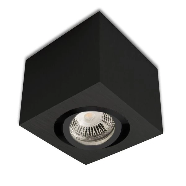 Square ceiling spotlight cube GU10 black