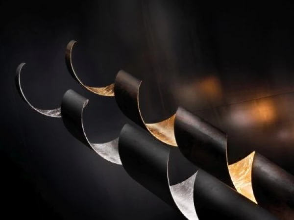 Truciolo corkscrew design in iron gray/leaf silver and dark brown/leaf gold