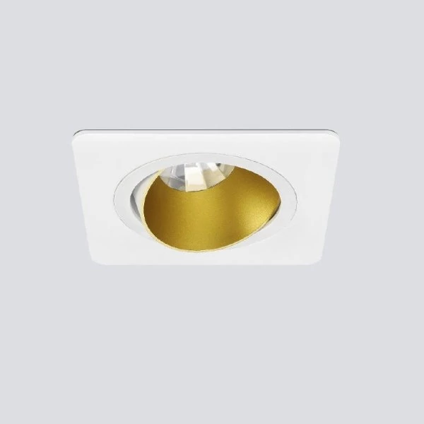 Swivelling recessed luminaire for ceiling installation in white/gold