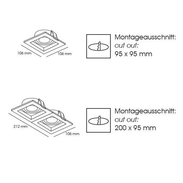 Sulima downlight GU10 square white black