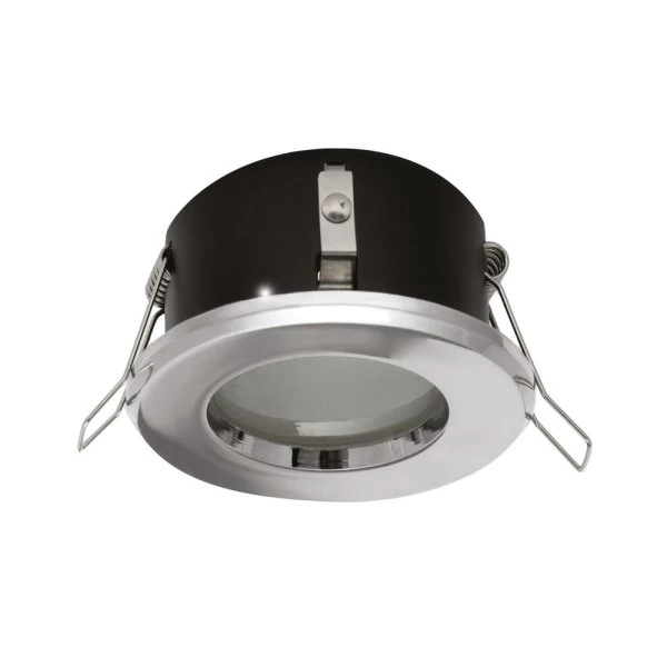 Round bathroom recessed light with satin glass and chrome frame