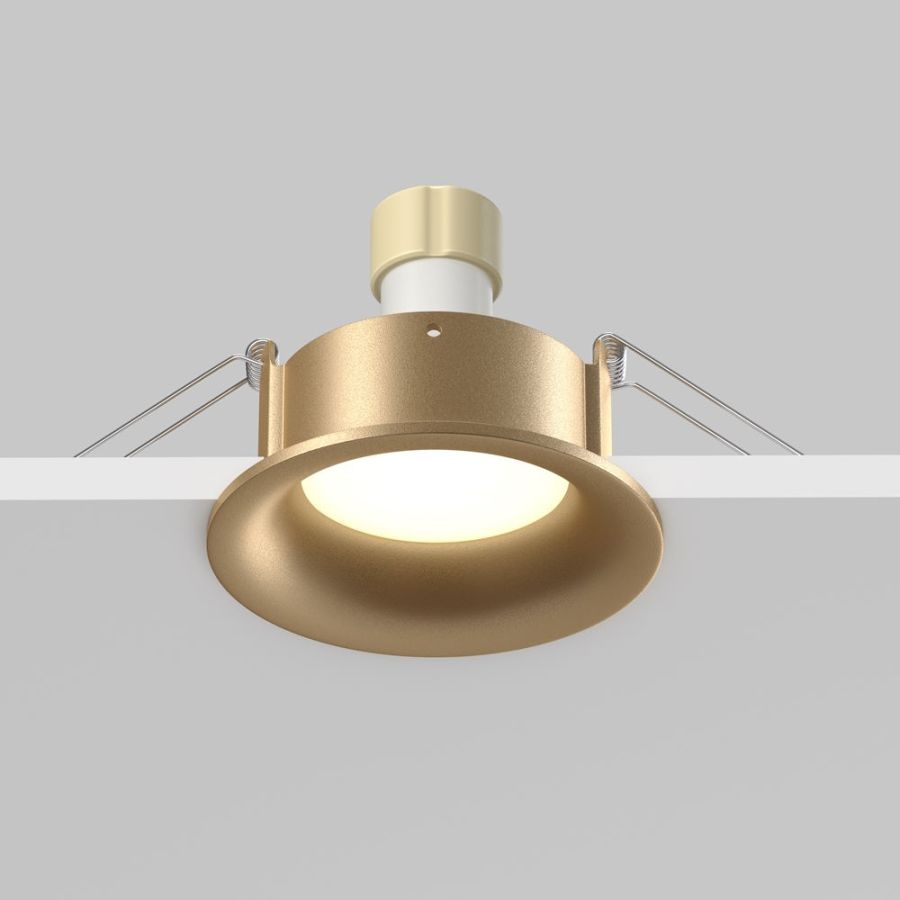 Illustration recessed spotlight in gold installed