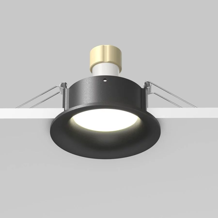 Illustration of recessed spotlights installed in ceiling Illustration of recessed spotlights installed in ceiling