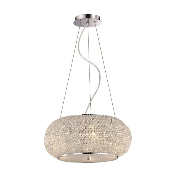 Ideal Lux crystal pendant lamp Pasha chrome 6-flame