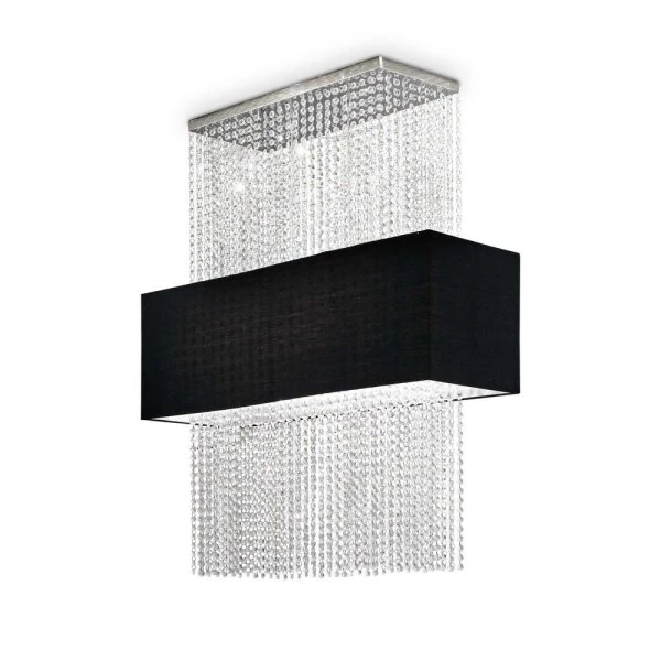 Square crystal pendant lamp with black lampshade