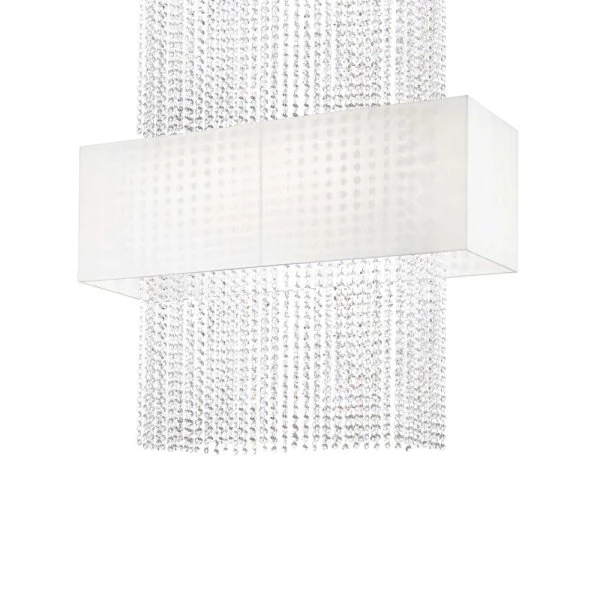Square crystal pendant lamp with white lampshade