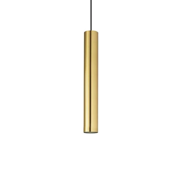Goldene Pendellampe mit Zylinder Lampenschirm