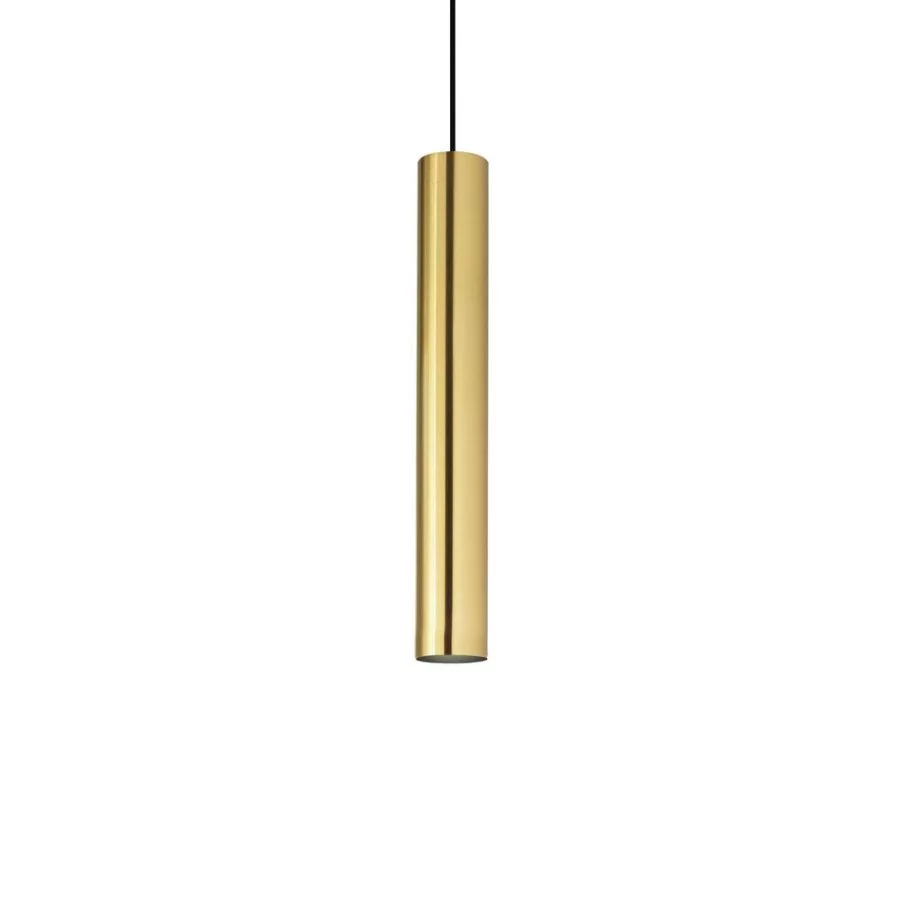 Golden pendant lamp with cylinder lampshade