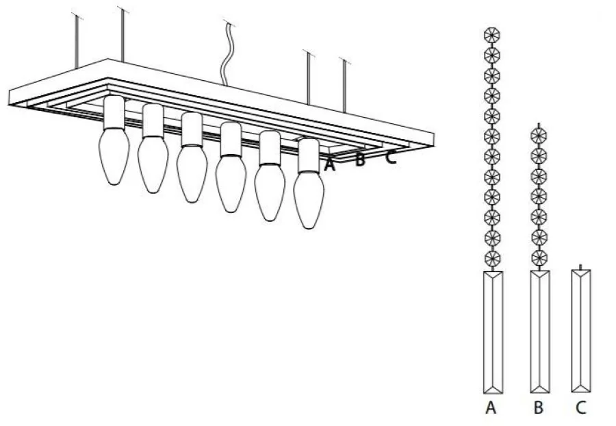 Innenskizze von Pendelleuchte Martinez SP6 von Ideal Lux