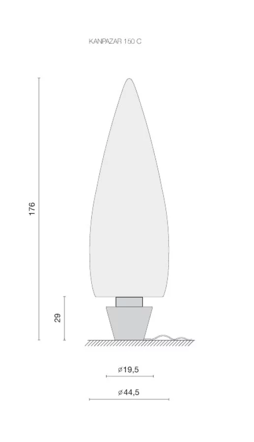 Stehlampe Kanpazar 150 C von Blux mit weißen Körper und Betonfuss