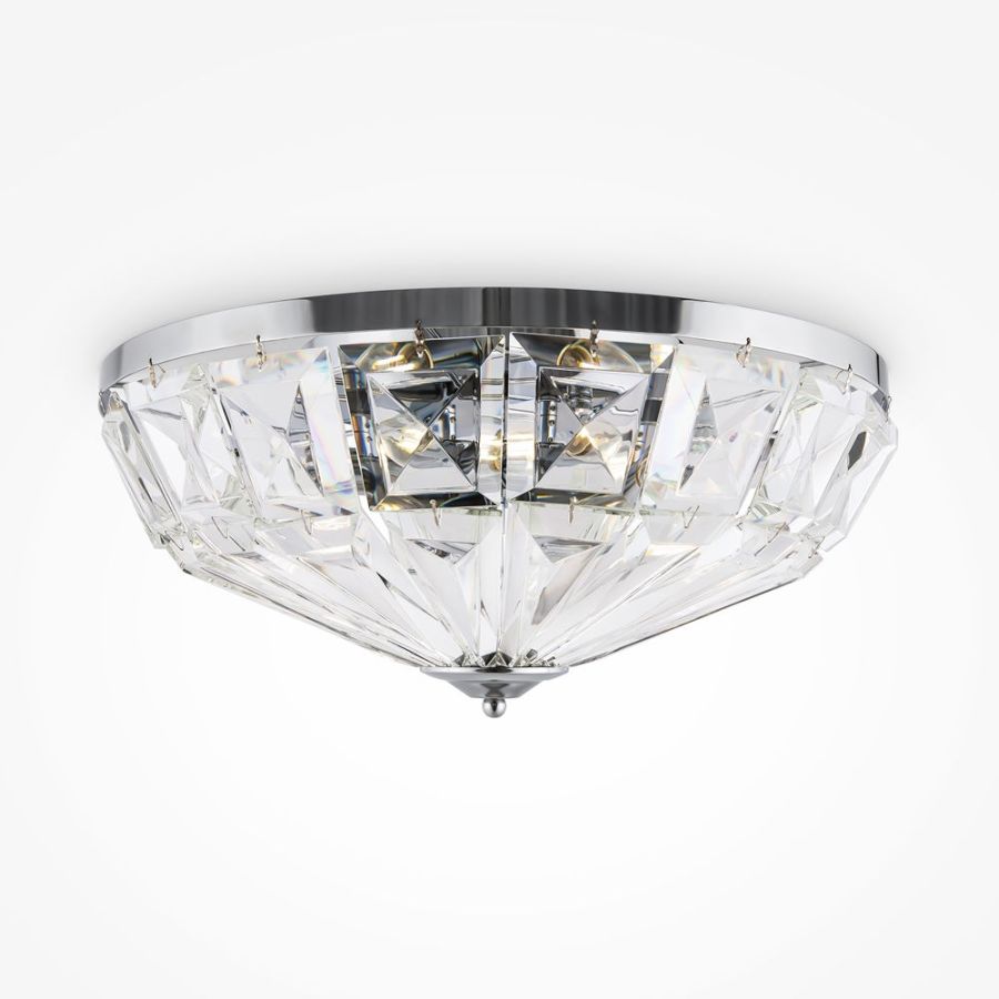 Beautiful crystal ceiling lamp in silver