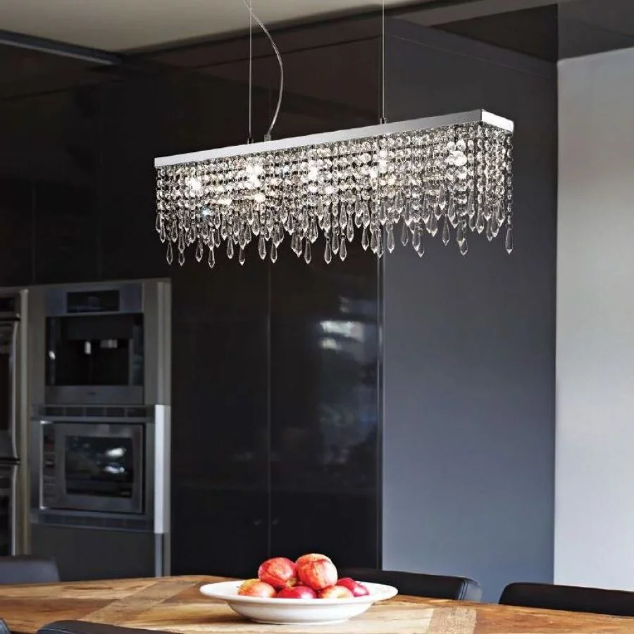 Eckige Esstisch Kristall Pendelleuchte Giada Clear von Ideal Lux Eckige Esstisch Kristall Pendelleuchte Giada Clear von Ideal Lux