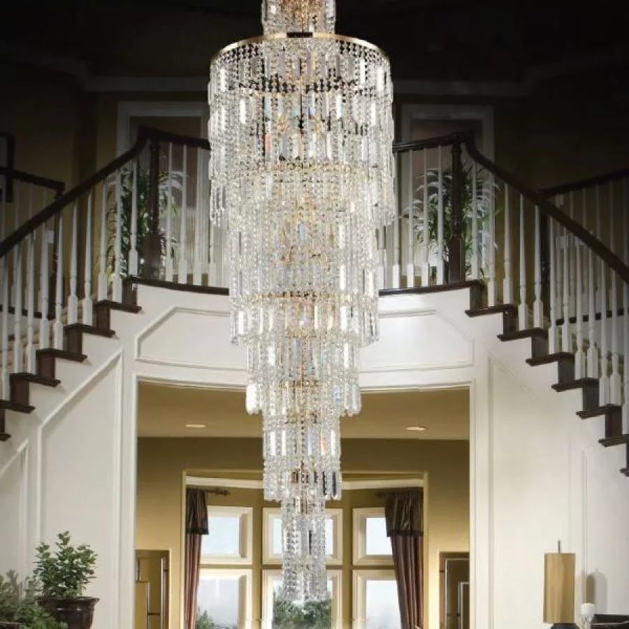 Maytoni Niagara crystal chandelier staircase